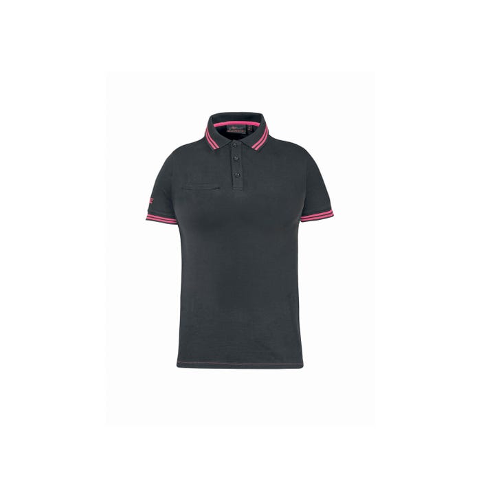 Polo manches courtes femme WAY LADY Grey Fucsia | EY264GF - Upower 0