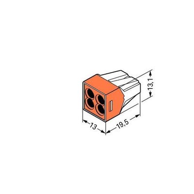 Bornes pour boîtes de dérivation H13,1mm avec boîtier transparent 04 conducteurs nouveau modèle boîte de 100 - WAGO - 773-104