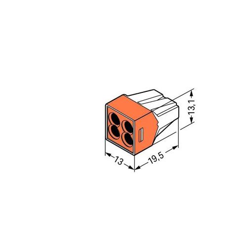 Bornes pour boîtes de dérivation H13,1mm avec boîtier transparent 04 conducteurs nouveau modèle boîte de 100 - WAGO - 773-104 1