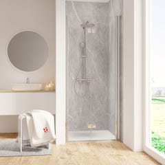 Schulte Porte de douche pivotante-pliante, verre 6 mm, profilé aspect chromé, Garant, anticalcaire 90 x 200 cm, ouverture vers la droite 0