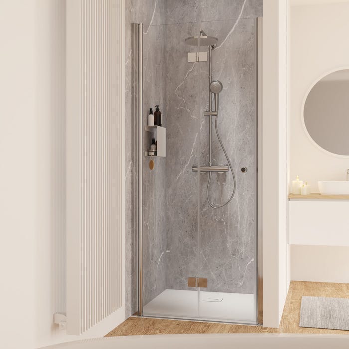 Schulte Porte de douche pivotante-pliante, verre 6 mm, profilé aspect chromé, Garant, anticalcaire 80 x 200 cm, ouverture vers la gauche 2
