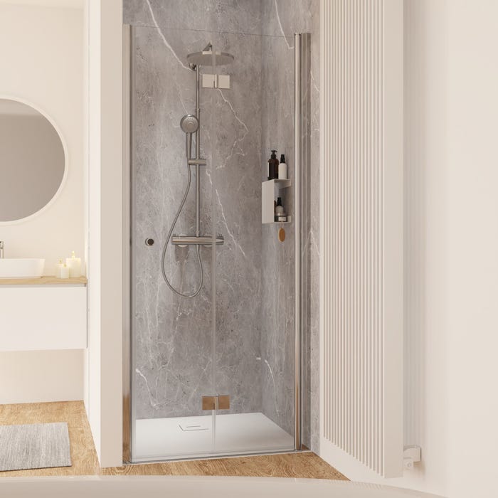 Schulte Porte de douche pivotante-pliante, verre 6 mm, profilé aspect chromé, Garant, 90 x 200 cm, ouverture vers la droite 2