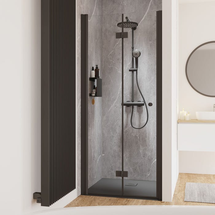 Schulte Porte de douche pivotante-pliante, verre 6 mm, profilé noir, Garant, 90 x 200 cm, ouverture vers la gauche 2