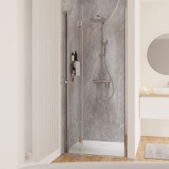 Schulte Porte de douche pivotante-pliante, verre 6 mm, profilé aspect chromé, Garant, 90 x 200 cm, ouverture vers la gauche 1
