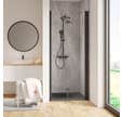 Schulte Porte de douche pivotante-pliante, verre 6 mm, profilé noir, Garant, anticalcaire 80 x 200 cm, ouverture vers la droite