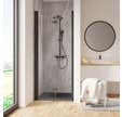 Schulte Porte de douche pivotante-pliante, verre 6 mm, profilé noir, Garant, 80 x 200 cm, ouverture vers la gauche