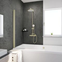 Schulte Pare-baignoire rabattable, profilé or mat, paroi de baignoire 1 volet Capri, pivotant, verre 5 mm transparent, 80 x 140 cm 6
