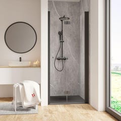 Schulte Porte de douche pivotante-pliante, verre 6 mm, profilé noir, Garant, 90 x 200 cm, ouverture vers la droite 0
