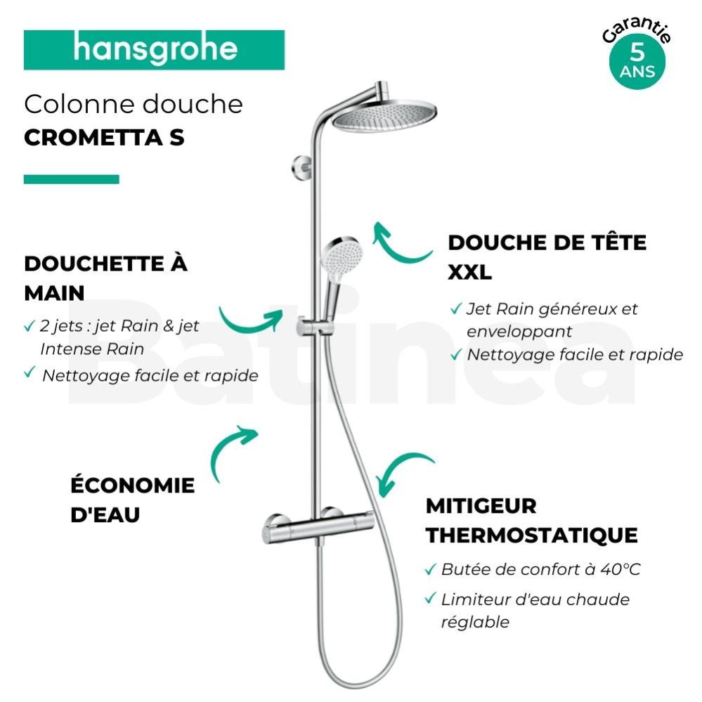 Colonne de douche HANSGROHE Crometta S 240 EcoSmart chromée + nettoyant
