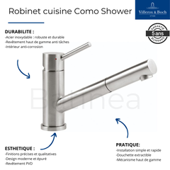 Robinet cuisine rabattable VILLEROY ET BOCH Como Shower window inox 2