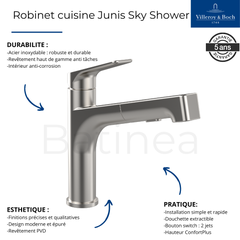 Robinet cuisine VILLEROY ET BOCH Junis Sky Shower 2