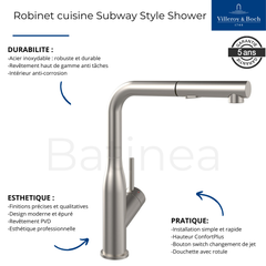 Robinet cuisine VILLEROY ET BOCH Subway Style Shower anthracite 2