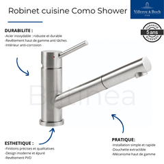 Robinet cuisine rabattable VILLEROY ET BOCH Como Shower window Anthracite 2