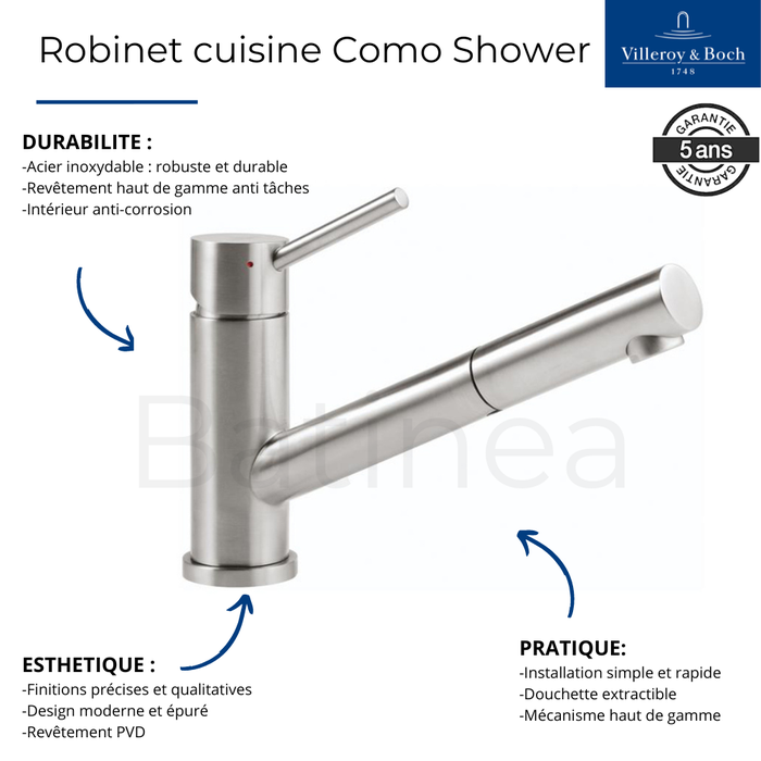 Robinet cuisine rabattable VILLEROY ET BOCH Como Shower window Anthracite 2