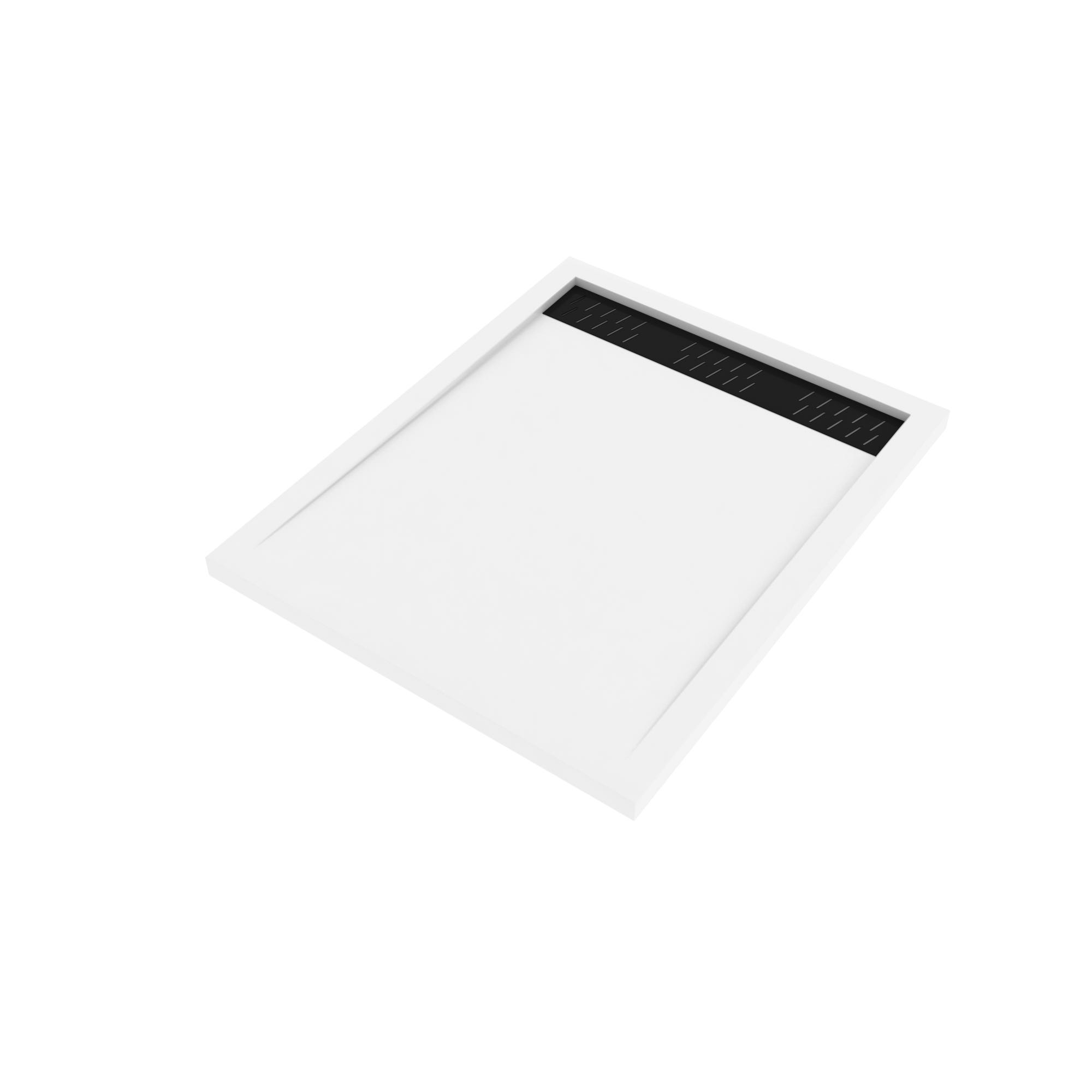 Receveur en acrylique Blanc 80x100x4 cm + Grilles Linéaires Chrome et Noire - WHITENESS II 2