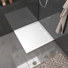 Receveur en acrylique Blanc 90x90x4 cm + Grilles Linéaires Chrome et Blanche - WHITENESS II 0