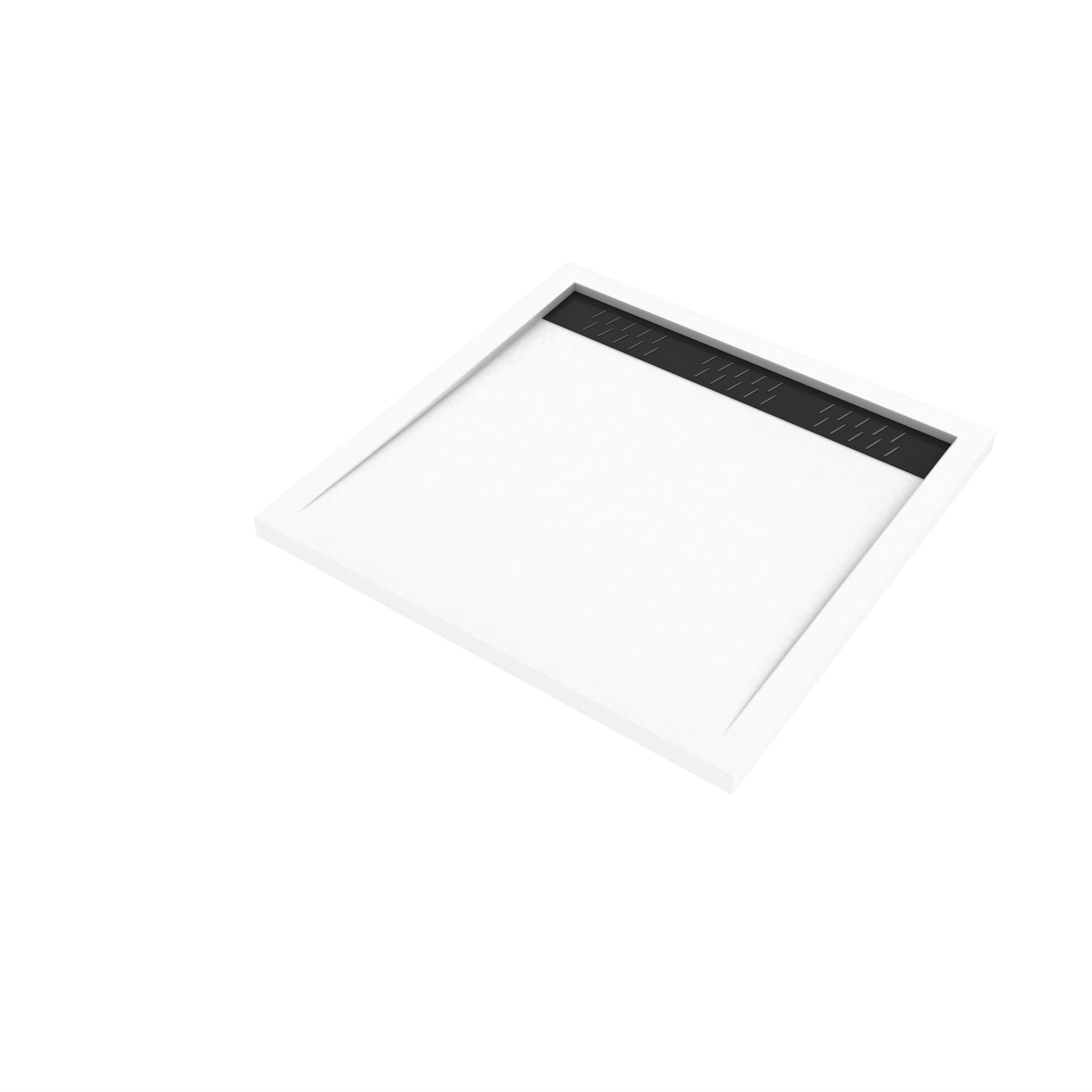 Receveur en acrylique Blanc 90x90x4 cm + Grilles Linéaires Chrome et Noire - WHITENESS II 2