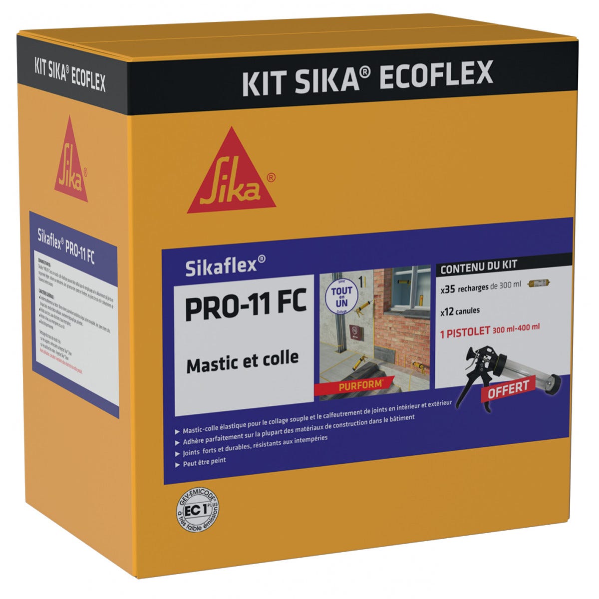 Mastic-Colle À Prise Rapide (Pistolet Gratuit) Kit Sika Ecoflex Purform 0