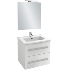 Meuble salle de bain simple vasque 60 cm JACOB DELAFON Ola Up avec miroir et spot blanc brillant 5