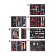 Servante ULTIMATE rouge 7 tiroirs équipée de 337 outils Kstools 1