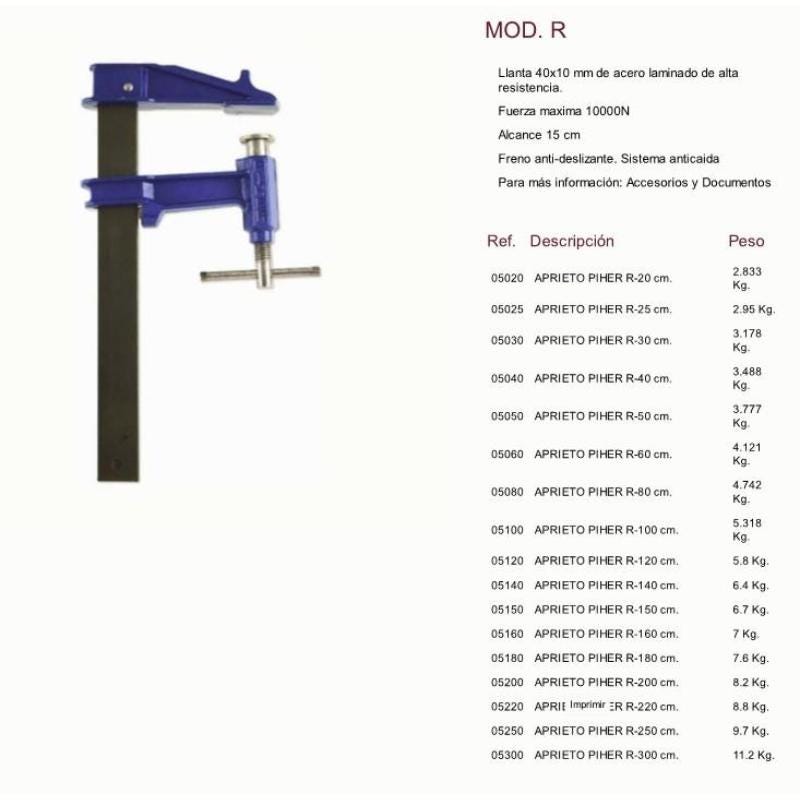 Serre-joint à pompe modèle R Capacité de serrage : 120 cm 4