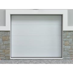 Porte de garage sectionnelle effet bois blanc avec moteur Somfy L254 x H218 cm - PRIETA 0