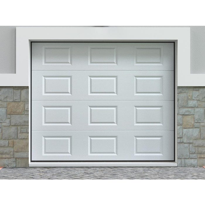 Porte de garage sectionnelle à cassette blanc avec moteur Somfy L254 x H218 cm - CAOPAS 0