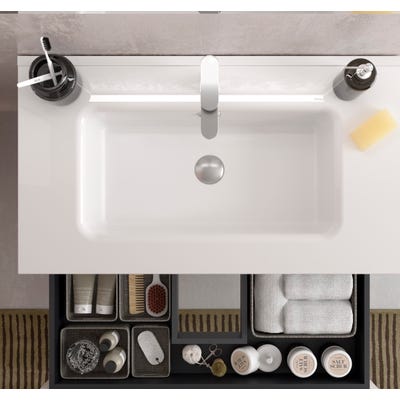 Meuble salle de bain - 120 cm - Plan double vasques céramique - Blanc mat - A suspendre - KARAIB 2
