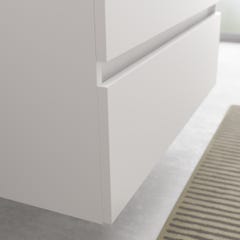 Meuble salle de bain - 120 cm - Plan double vasques céramique - Blanc mat - A suspendre - KARAIB 3