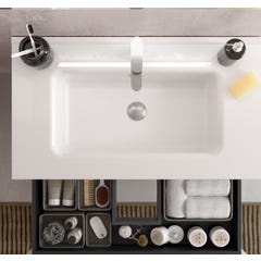Meuble salle de bain - 80 cm - Avec plan vasque - Noir mat - A suspendre - KARAIB 2