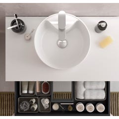 Meuble salle de bain - 100 cm - avec vasque à poser - Blanc mat - A suspendre - KARAIB 2