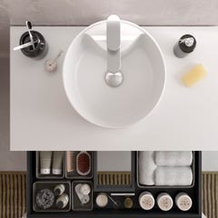 Meuble salle de bain - 70 cm - Avec vasque à poser - Blanc mat - A suspendre - KARAIB 2