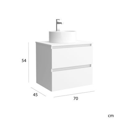 Meuble salle de bain - 70 cm - Avec vasque à poser - Blanc mat - A suspendre - KARAIB 4