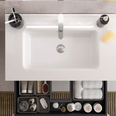 Meuble salle de bain - 70 cm - Avec plan vasque - Noir mat - A suspendre - KARAIB 2