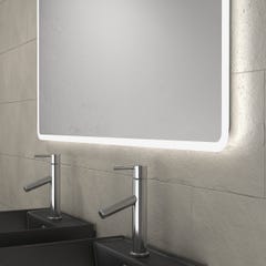 Meuble salle de bains 120cm Chêne et noir, Vasques carrées et Miroir Led 120x70 - OMEGA 4