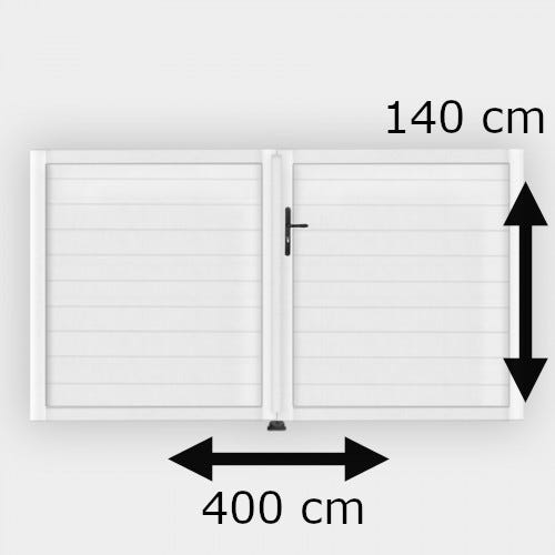 Portail battant PVC blanc H140 x L400 cm ARLES 2