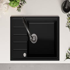 Evier Cuisine en Granit Noir, 78 x 50 cm, Lavabo 1 bac + Robinet 5700 + Kit de Vidage, Évier à Encastrer de Primagran 8