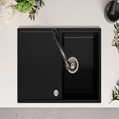 Evier Cuisine en Granit Noir, 78 x 50 cm, Lavabo 1 bac + Robinet 9700 + Kit de Vidage, Évier à Encastrer Ibiza 780 de Primagran 3