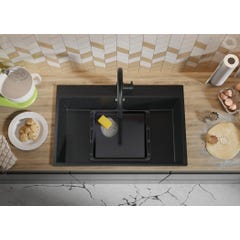 Evier Cuisine en Granit Graphite, 78 x 50 cm, Lavabo 1 bac + Kit de Vidage, Évier à Encastrer de Primagran 7