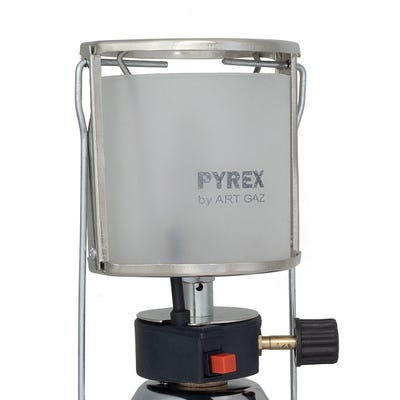 Lampe à gaz piezo Coque Inox Verre Pyrex pour cartouche gaz 190g Lanterne camping CAMPER GAZ 1