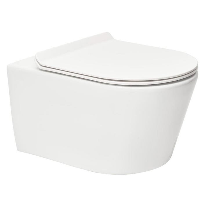 Grohe Pack WC Rapid SL autoportant + WC sans bride SAT Brevis + Abattant ultra-fin softclose + Plaque noir mat 1