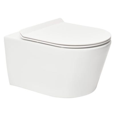 Grohe Pack WC Bâti autoportant + WC sans bride SAT Brevis + Abattant  ultra-fin softclose + Douchette bidet + Plaque chrome mat