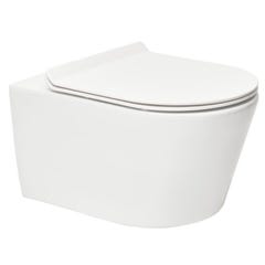 Grohe Pack WC Bâti autoportant + WC sans bride SAT Brevis + Abattant ultra-fin softclose + Douchette bidet + Plaque chrome mat 1
