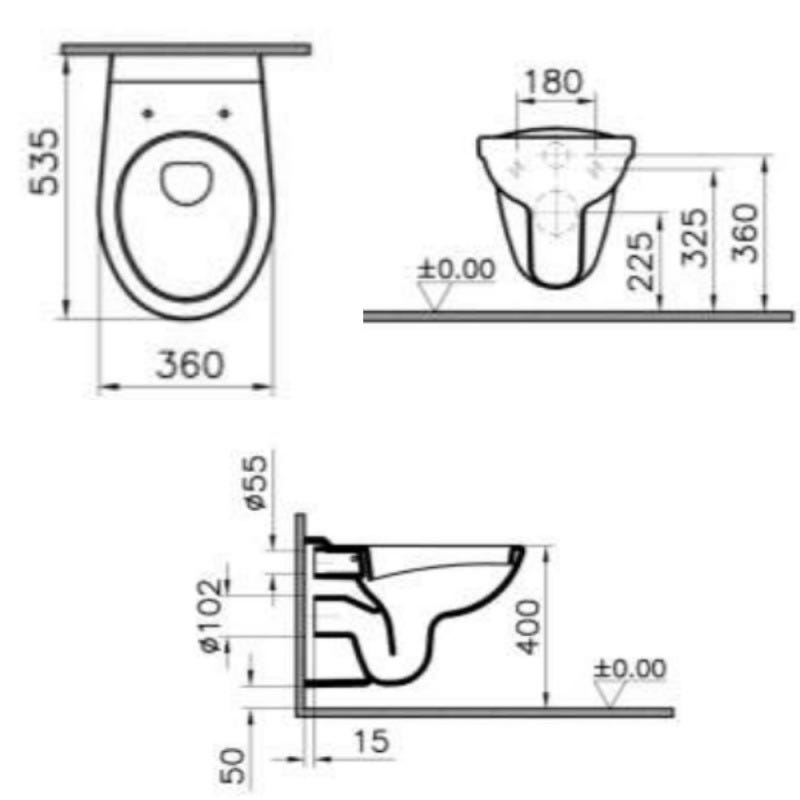 Grohe Pack WC Bâti Autoportant Rapid SL + WC Vitra Normus + Abattant softclose + Set habillage + Plaque chrome 4