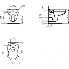 Grohe Pack WC Bâti autoportant avec Cuvette Porcher rimless + Abattant + Plaque chrome (ProjectPorcher-1) 3