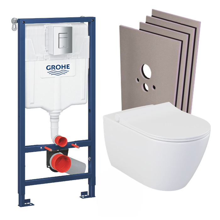 Grohe Pack WC Bâti-support + WC sans bride Bello + Abattant softclose + Set d'habillage (RapidSL-Bello-1-sabo) 0