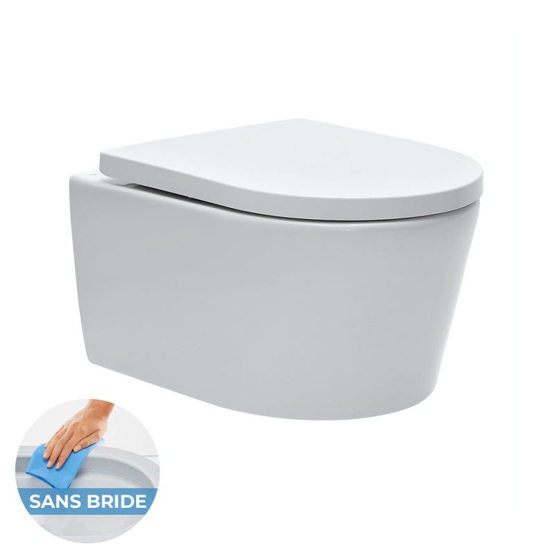 Grohe Pack WC bâti-autoportant Rapid SL + WC sans bride SAT, fixations invisibles + Abattant softclose + Plaque Noire mat 1