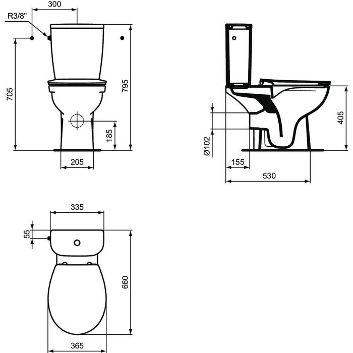 Pack WC sans bride ULYSSE sortie horizontale blanc - PORCHER - P014701 2