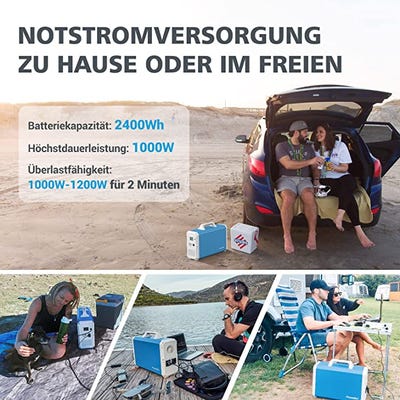 BLUETTI EB240 Génerateur solaire portable 2400Wh/1000W source d'alimentation de secours mobile pour camping-cars en plein air camping 6