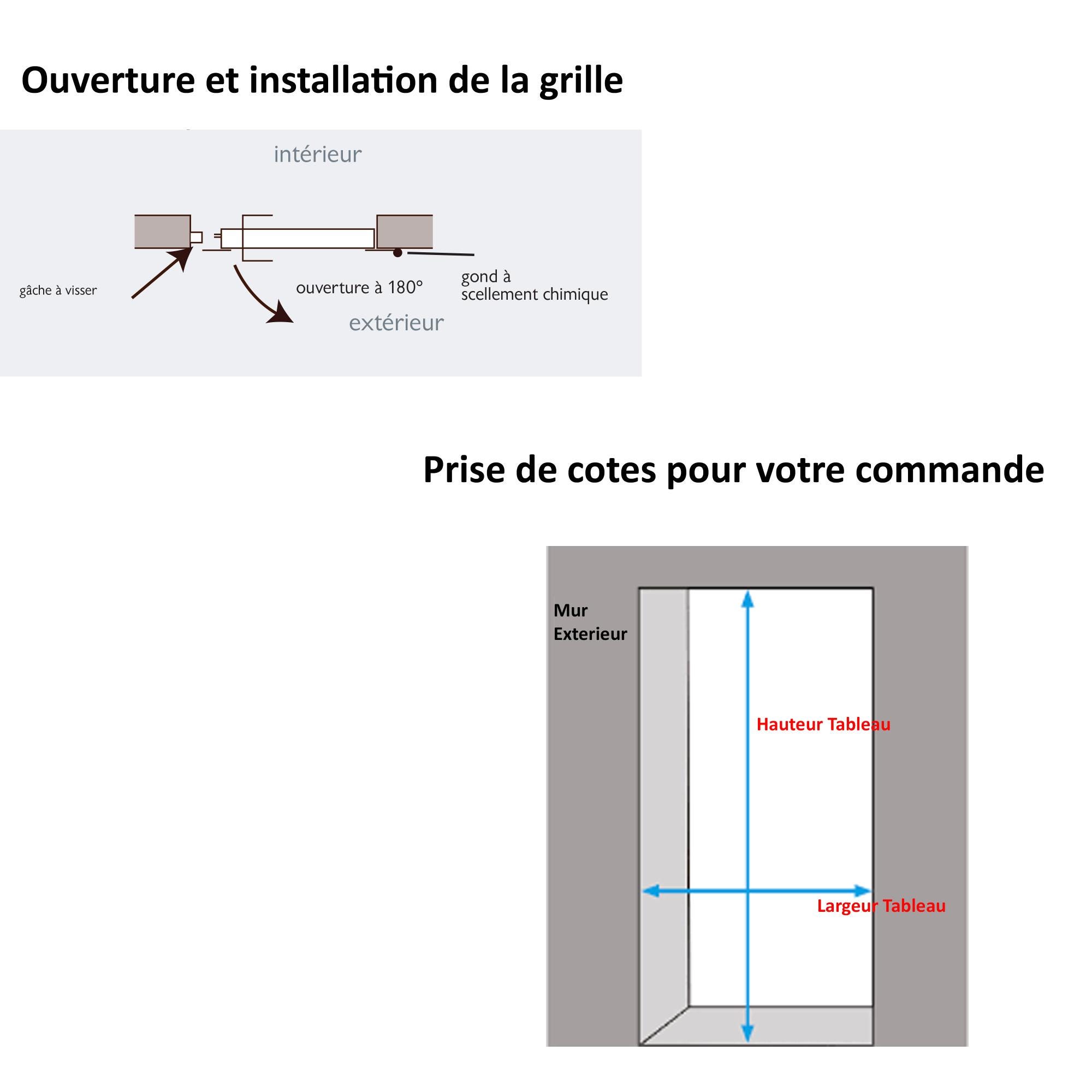 Grille porte Azur -2 vantaux pour encadrure H=190 cm x L=180 cm (côte tableau) 3